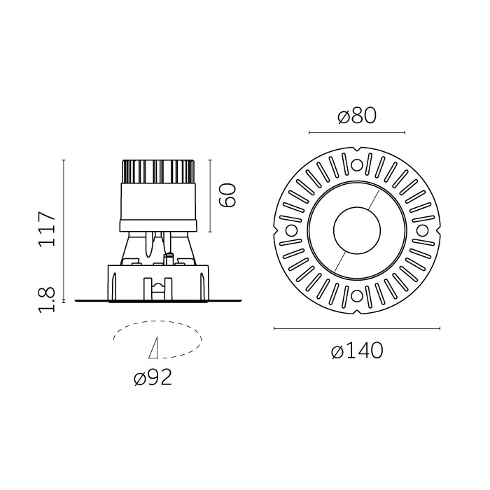 Mood Pro Fixed Round, Ø80mm - Trimless