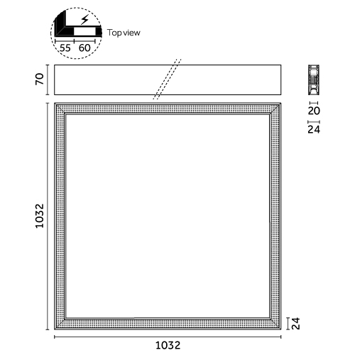 Traceline Surface Square, 1000x1000mm - Micro Prismatic - High-Output