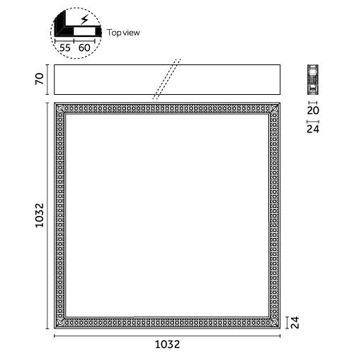 Traceline Surface Square, 1000x1000mm - Dark Performance